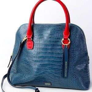 Frances Valentine Rachel croc embossed satchel